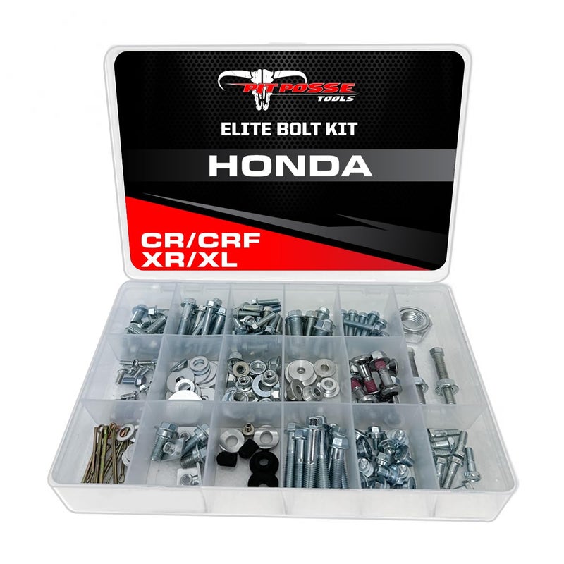 Pit Posse PP2709HO Honda Elite Metric Motorcycle Bolt Kit Assortment 210 pc Fits CR125R CR250R CR500R CRF250R CRF250X CRF450R CRF450X CRF450RX CR CRF 2000-Current and Most XR/XL - Image 1